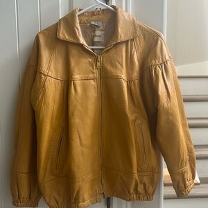 Leather Jacket mustard yellow fully line coat made is Israel
